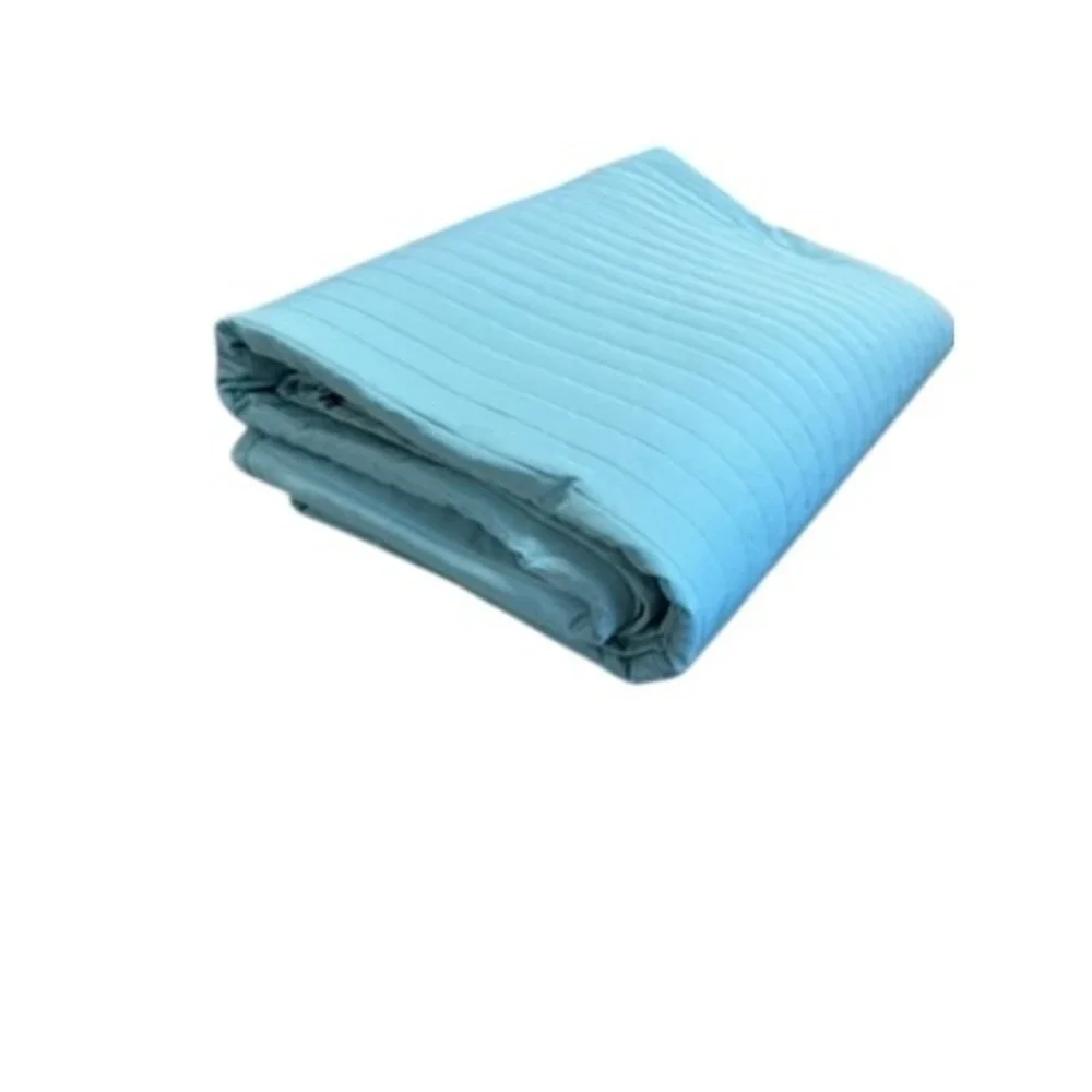 2 Pc‎ Set Blue Channel Quilted Lightweight Coverlet Reversible 106x94 & Sham